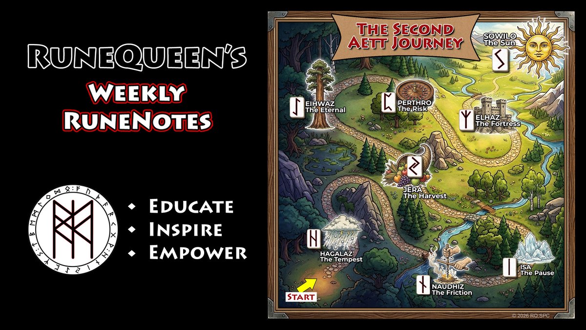 runequeen_rqefi's tweet photo. All Hail! #RuneQueen’s Weekly #RuneNotes has just been released. Check it out: https://t.co/vW8I6OHKJS Enjoy! #rqefi #rqspc #runes #norsemythology #futhark #secondaett #heimdallsaett #hagalaz #naudhiz #isa #jera #eihwaz #perthro #elhaz #sowilo #aett #talismanhighway https://t.co/5NXAQf9cSl