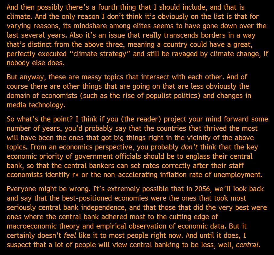 TheStalwart's tweet photo. CENTRAL BANKING IN THE AGE OF THREE BIG MEGA-TRENDS:

In today's newsletter, I wrote about our conversation with @economistmeg and why central banking (I think) feels less central to the big economic challenges that every country on earth seems to be facing https://t.co/k5Cyi1e2ST