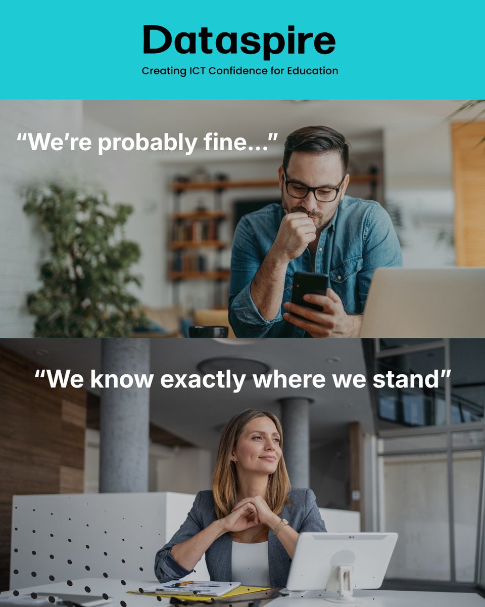 DataspireUK's tweet photo. "We're probably fine," a common thing we hear before an independent cyber audit. In the schools we audited, the average fail rate was 44%. In almost every case, the school's own assessment was more optimistic than the audit revealed. Know where you stand: https://t.co/ef8SjWa9wU https://t.co/Se3fTDTjBS