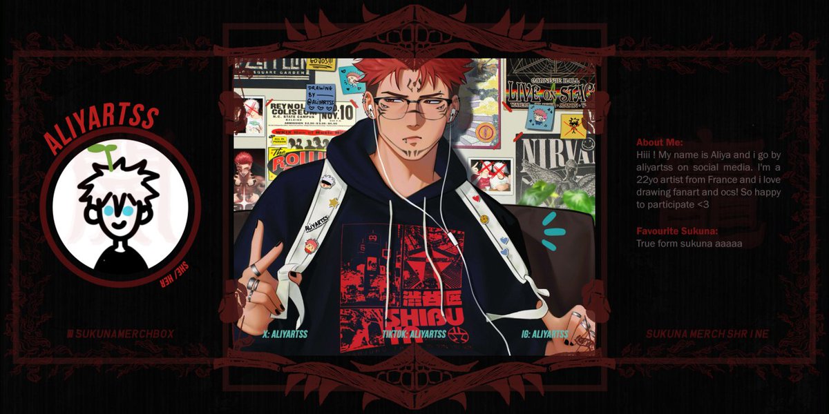 SukunaMerchBox's tweet photo. ⛩️ GUEST ARTIST SPOTLIGHT ⛩️ 

Our next guest artist is the amazing @aliyartss. Aliya's art is clean and crispy and super cute. She's currently working on an extra special merch item that's sure to blow your socks off! https://t.co/2UNb95djgZ