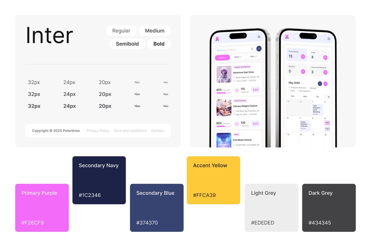 peterdraw's tweet photo. 🎟️ Managing events should feel effortless

Ventixe is an event management dashboard designed in Figma to simplify scheduling, attendee tracking, and event organization through a clean and structured interface. Built to keep workflows clear, efficient, and easy to manage.

View More : https://t.co/bMay1HajxL 

#Peterdraw #PeterdrawStudio #CaseStudy #UIUX #UIDesign #UserInterface #WebDesign #WebsiteDesign #AdminDashboard #Dashboard #Ticketing