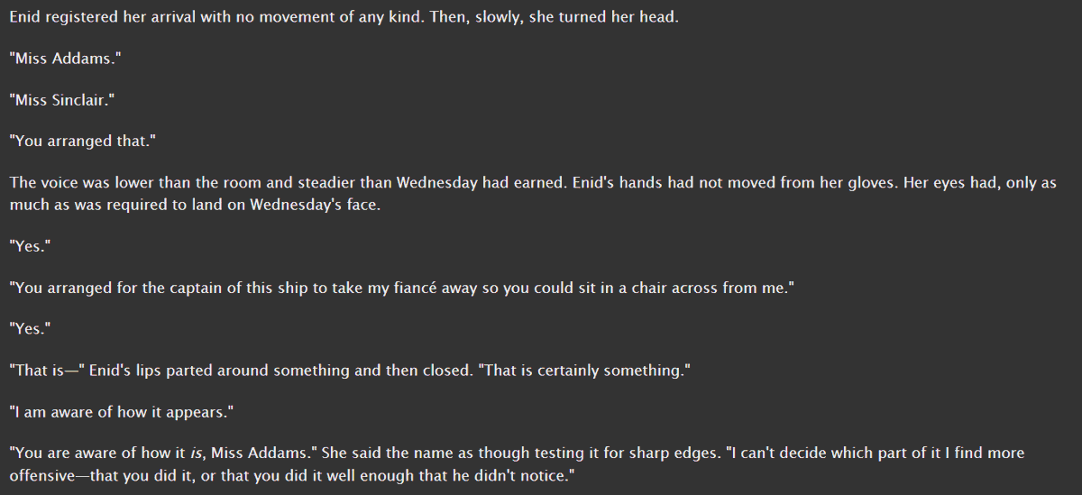 _Stanic_'s tweet photo. As promised, Chapter 5 of the Wenclair Titanic AU story has been uploaded!

In this chapter, we learn a bit more about Wednesday and what she's going through. We also have a very awkwardly cute apology after the disastrous dinner in the fourth chapter. Enjoy!

https://t.co/qHWnrsXG48