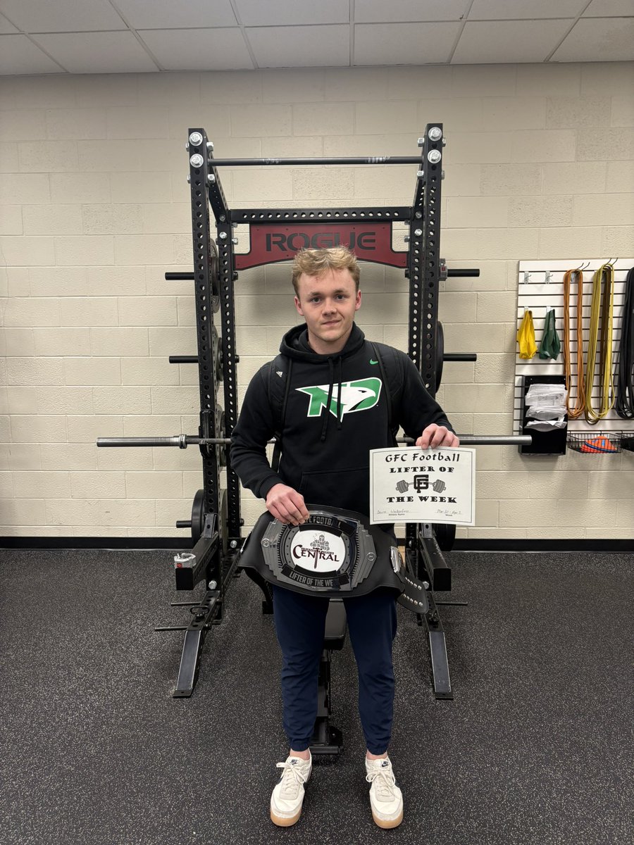 GFC_football's tweet photo. A couple repeat performances! A couple dudes have earned our Lifter of the Week Award for a second time the last couple weeks. Two athletes who are in a spring sport and still get ALL their lifts in! Congrats Blake and Devin! https://t.co/hMvcmF1hP6