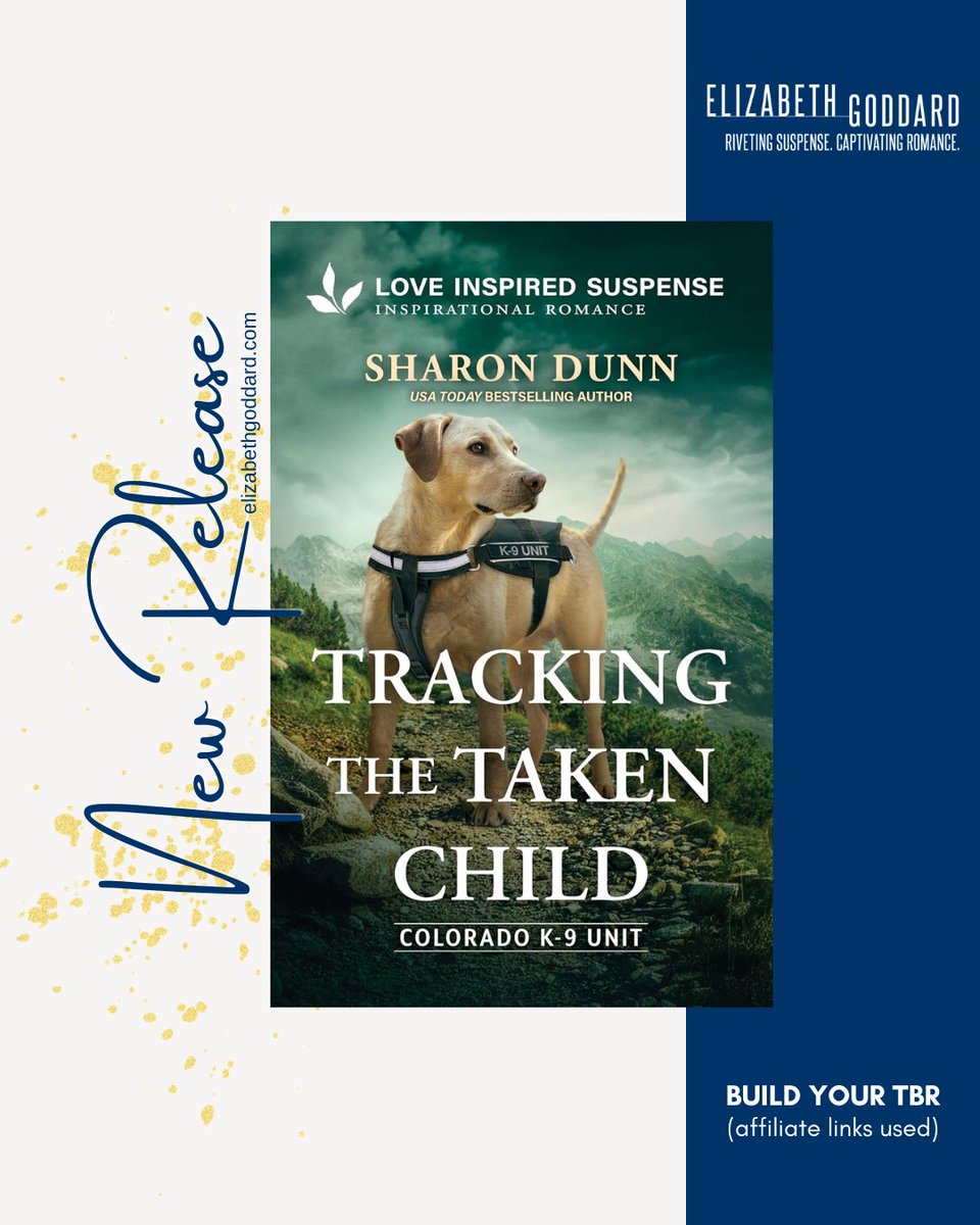 bethgoddard's tweet photo. A missing child, a desperate search, and a K-9 team racing against time make this week’s #SuspenseSaturday feature one to watch.

This week’s pick is Tracking the Taken Child by Sharon Dunn.

Here is the full synopsis:
A little girl has vanished…
Can a K-9 team find her?
Preschool teacher Lydia Caldwell’s peaceful day in the Rockies becomes her most harrowing nightmare when she’s pushed over a mountain ledge and her three-year-old daughter is abducted. Lydia must now entrust her life and her child’s fate to K-9 Officer River Jameson and his yellow Lab partner, Frankie. As the danger escalates and the trail grows colder by the second, River and Frankie work tirelessly to track down the kidnapper. Is the culprit Lydia’s ex…or is someone from her past seeking revenge? Will River’s skill and Frankie’s instincts save an innocent child—and protect Lydia from the elusive criminal targeting her?

Amazon affiliate link:
https://t.co/LrBI7d89It

#sharondunn #suspensesaturday #trackingthetakenchild