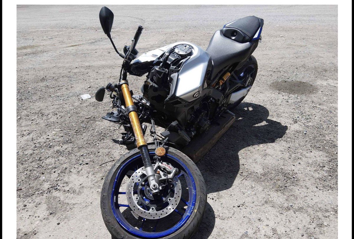 baseboz's tweet photo. @ExitLiqCapital 3 weeks ago concussion and broken nose but im back on the other bike again. This one is totalled lol. https://t.co/vXeb5x1L18