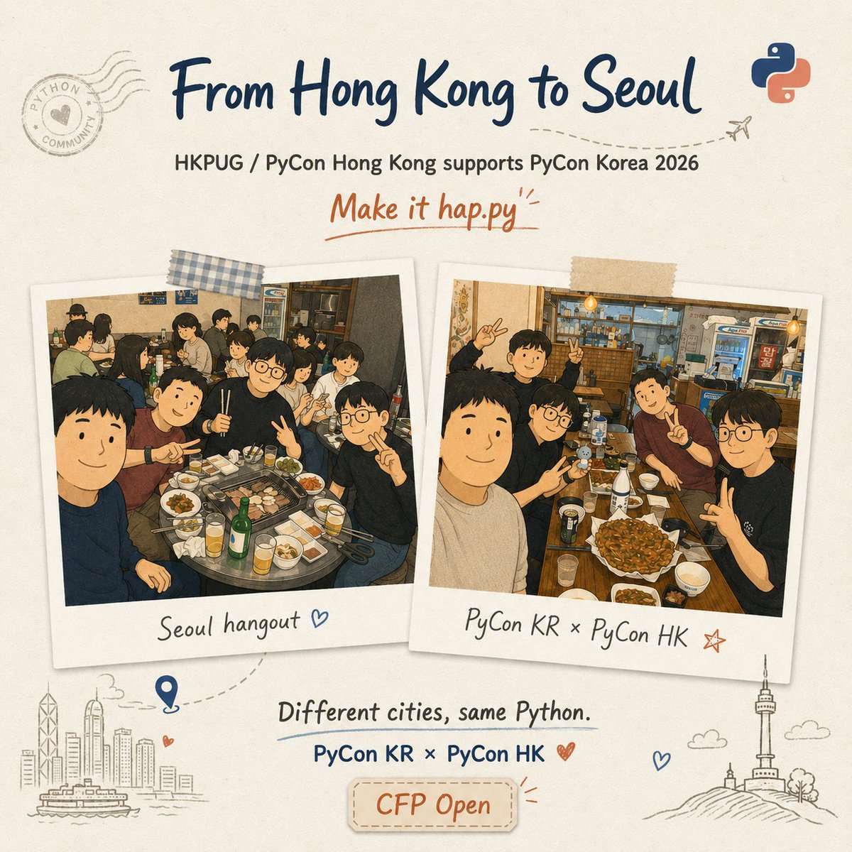 Python In Hong Kong PyCon Hong Kong sends support to PyCon Korea 2026 🎪 Theme: Make it ...