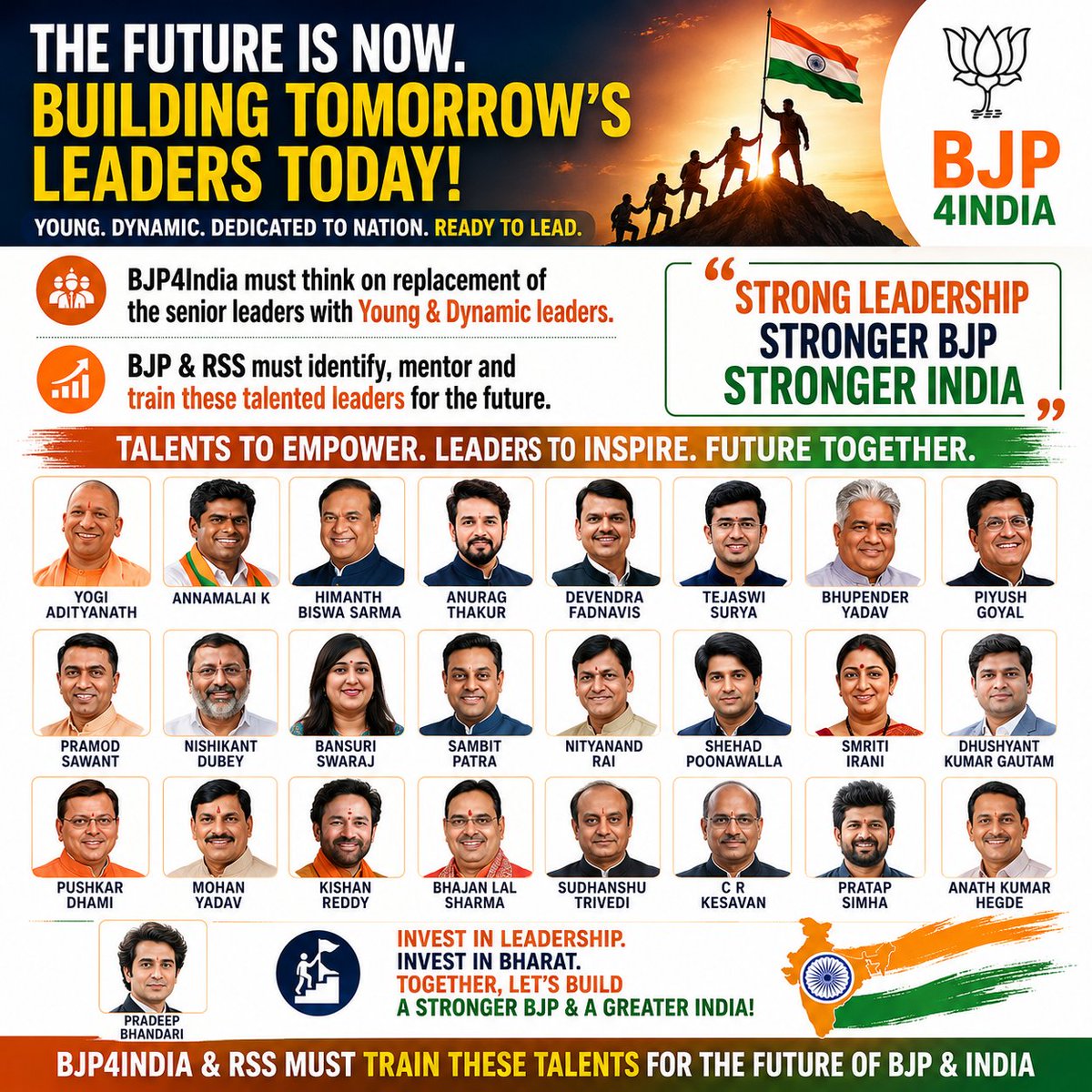 HRREDY's tweet photo. @IndiaForBJP @HMOIndia
@PMOIndia
@narendramodi
It’s time to identify, Mentor and Empower Young & Dynamic leaders who can take Bharat to Greater Heights in the coming Decades. 🇮🇳
Amit shah, Narendramodi & seniors must start mentoring these young team for future ready.

Strong Leadership ➜ Stronger BJP ➜ Stronger India.
#BJP #BJP4India #NewIndia #YoungLeadership #FutureLeaders #ViksitBharat #IndiaFirst #Leadership #RSS