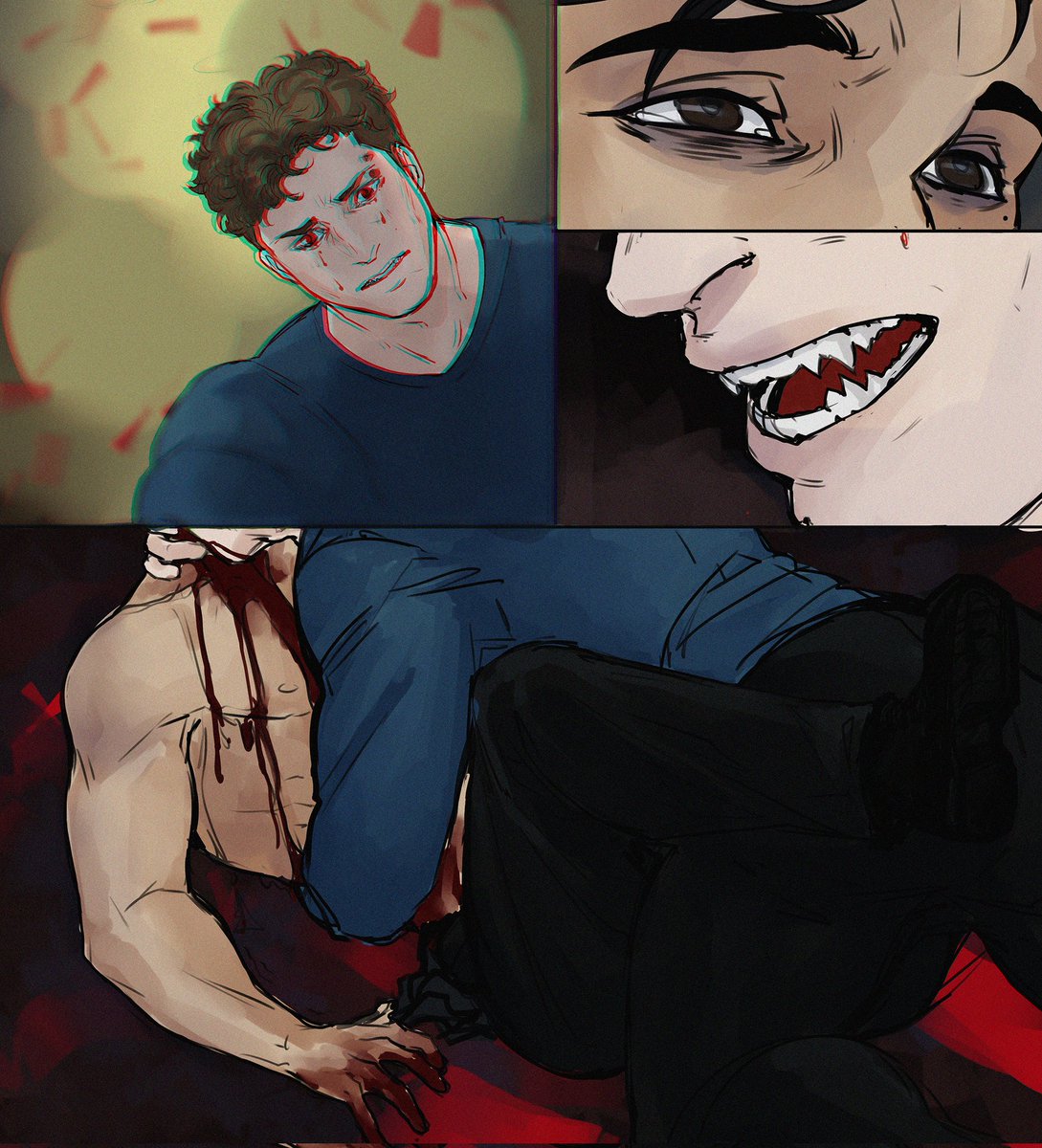 ookamimagami's tweet photo. What if...
Buck is a vampire. He finds Eddie dying in an elevator and bites him in desperation, hoping that conversion will save him. #911fanart #911onABC #Buddie https://t.co/QVb9Iw0yQL