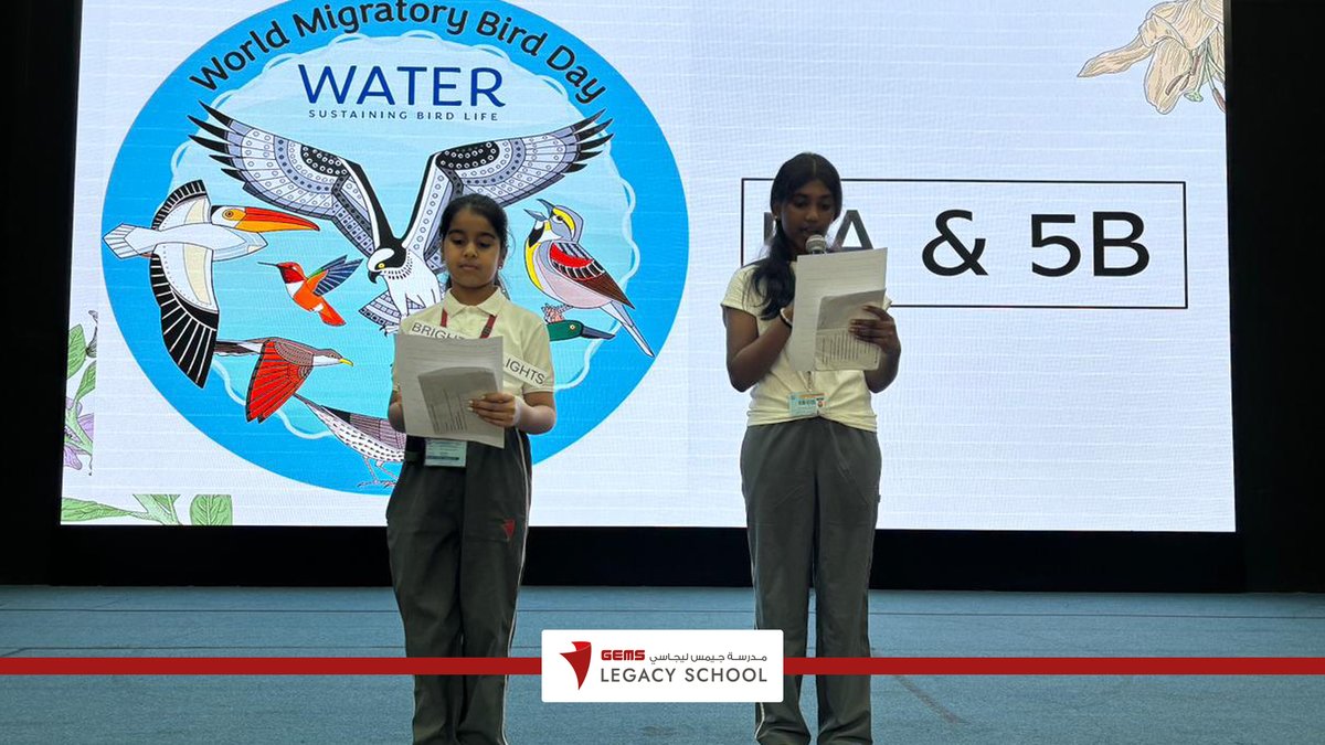 GEMSGLS's tweet photo. Wings across the world, voices from Grade 5!
Our young change-makers beautifully presented a special assembly on #WorldMigratoryBirdDay, spreading awareness about protecting migratory birds and their habitats.
#GEMSLegacySchool #GEMSEducation #KHDA https://t.co/VnpEDby7G2
