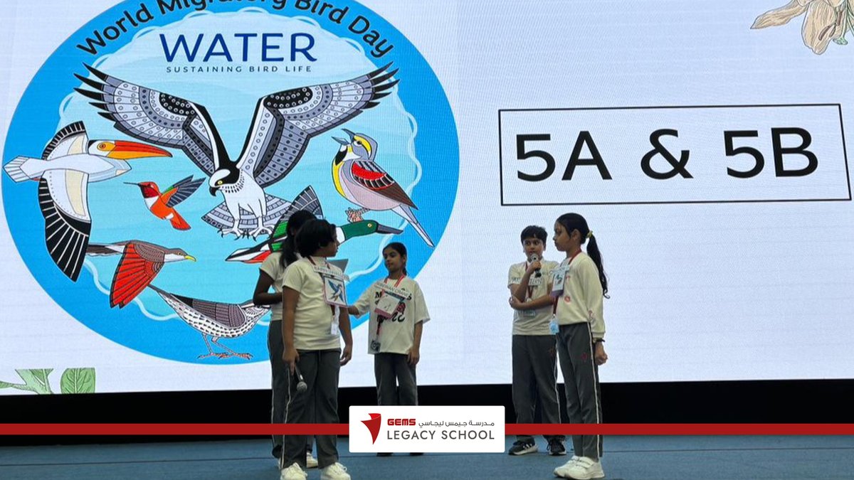 GEMSGLS's tweet photo. Wings across the world, voices from Grade 5!
Our young change-makers beautifully presented a special assembly on #WorldMigratoryBirdDay, spreading awareness about protecting migratory birds and their habitats.
#GEMSLegacySchool #GEMSEducation #KHDA https://t.co/VnpEDby7G2