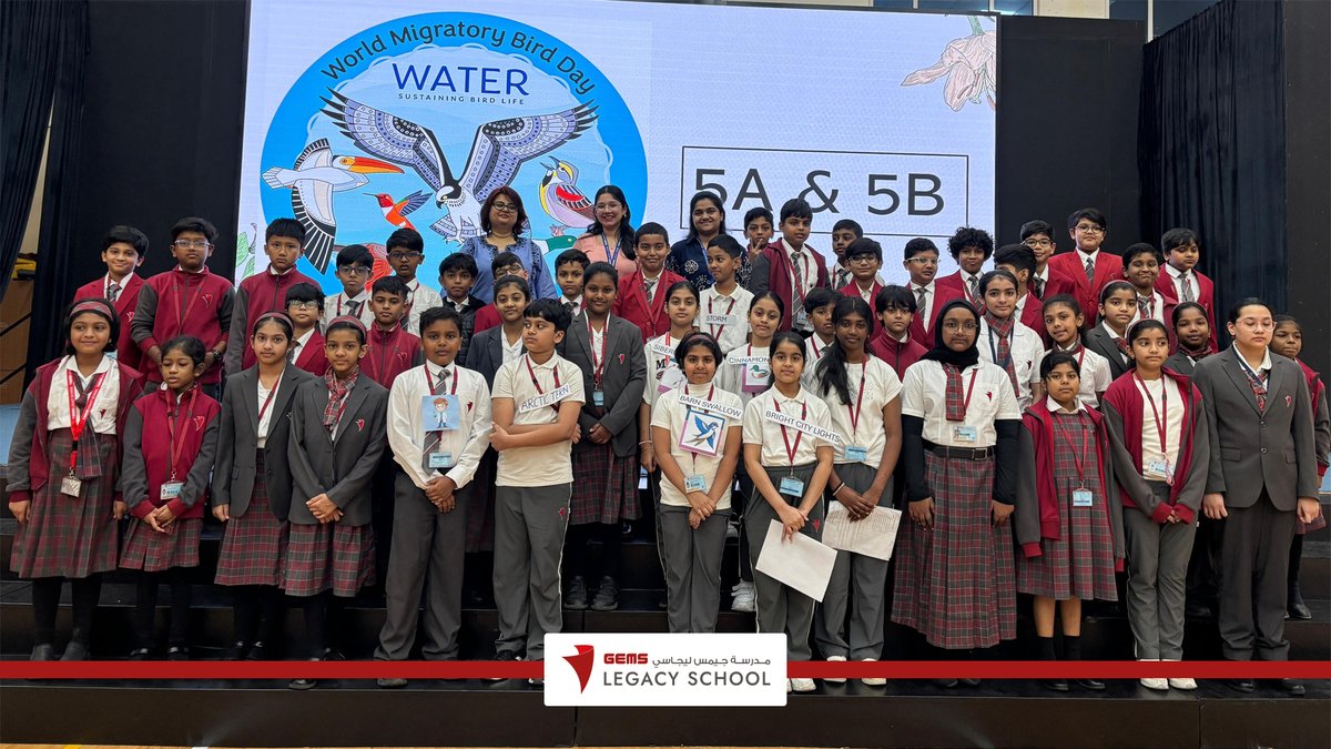 GEMSGLS's tweet photo. Wings across the world, voices from Grade 5!
Our young change-makers beautifully presented a special assembly on #WorldMigratoryBirdDay, spreading awareness about protecting migratory birds and their habitats.
#GEMSLegacySchool #GEMSEducation #KHDA https://t.co/VnpEDby7G2