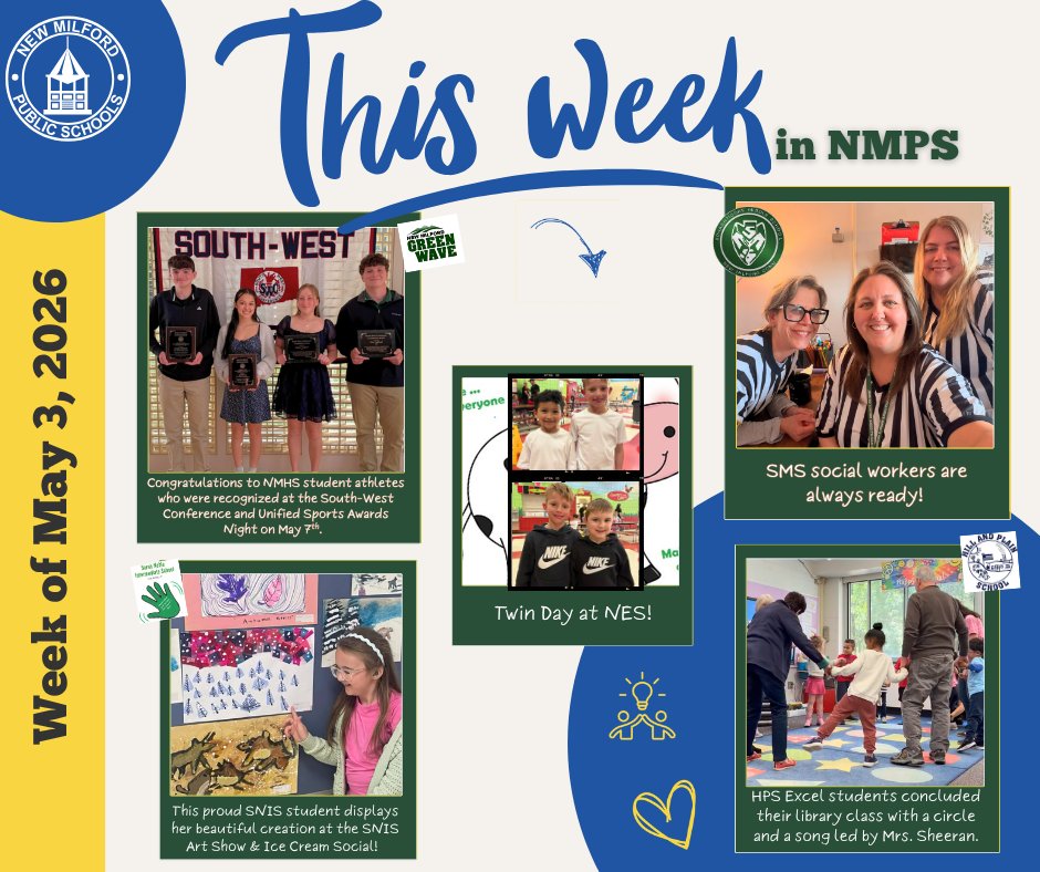 nmps_supt's tweet photo. This Week in NMPS 💚🗓️🎒🚍

#ThisWeekInNMPS #NewMilfordCT #TWINMPS https://t.co/RemtiiC5M1