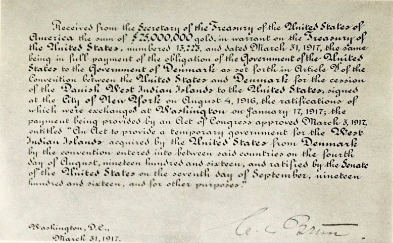 historyinmemes's tweet photo. In 1916, Denmark sold the Danish West Indies to the United States, and the islands later became the U.S. Virgin Islands. As part of the agreement, the United States also formally recognized Denmark’s sovereignty over Greenland.

In 1916, Denmark agreed to sell the Danish West Indies to the United States for $25 million in gold, with the transfer officially completed in 1917.

The deal was largely motivated by American strategic concerns during World War I. U.S. officials worried that if Germany expanded its naval presence, the islands’ key position in the Caribbean could pose a threat to the Panama Canal and important shipping lanes, despite there being no clear evidence that Germany intended to seize them.

As part of the agreement, the United States formally recognized Denmark’s sovereignty over Greenland, reinforcing Danish control over the vast Arctic territory at a time when questions surrounding ownership and influence in the region still existed.

For Denmark, the sale brought an end to decades of economic struggles in the Caribbean colonies, where the collapse of the sugar industry had made the islands increasingly unprofitable. For the United States, the acquisition secured a valuable naval foothold in the Caribbean while also expanding American strategic influence across both the Atlantic and Arctic regions.