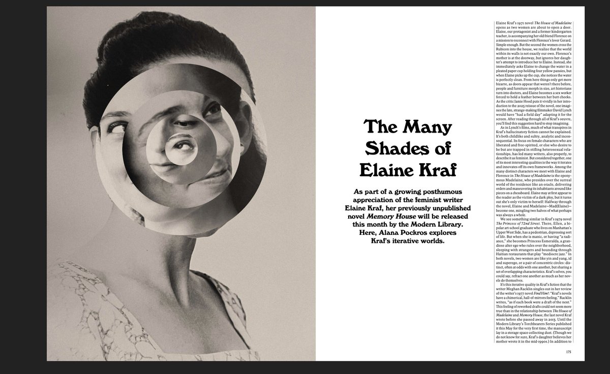 APockros's tweet photo. I wrote about the kooky writer Elaine Kraf and her posthoumosly published novel MEMORY HOUSE. You can read it in print in the @Gagosian Mag, or online here: https://t.co/UJSL4YfjDw https://t.co/sXkXJo3ird