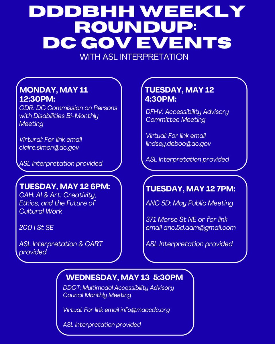 DCDDDBHH's tweet photo. Check out this week’s lineup of ASL interpreted events. Explore what’s happening, spread the word, and plan your visit! https://t.co/Qu7YXJszRq