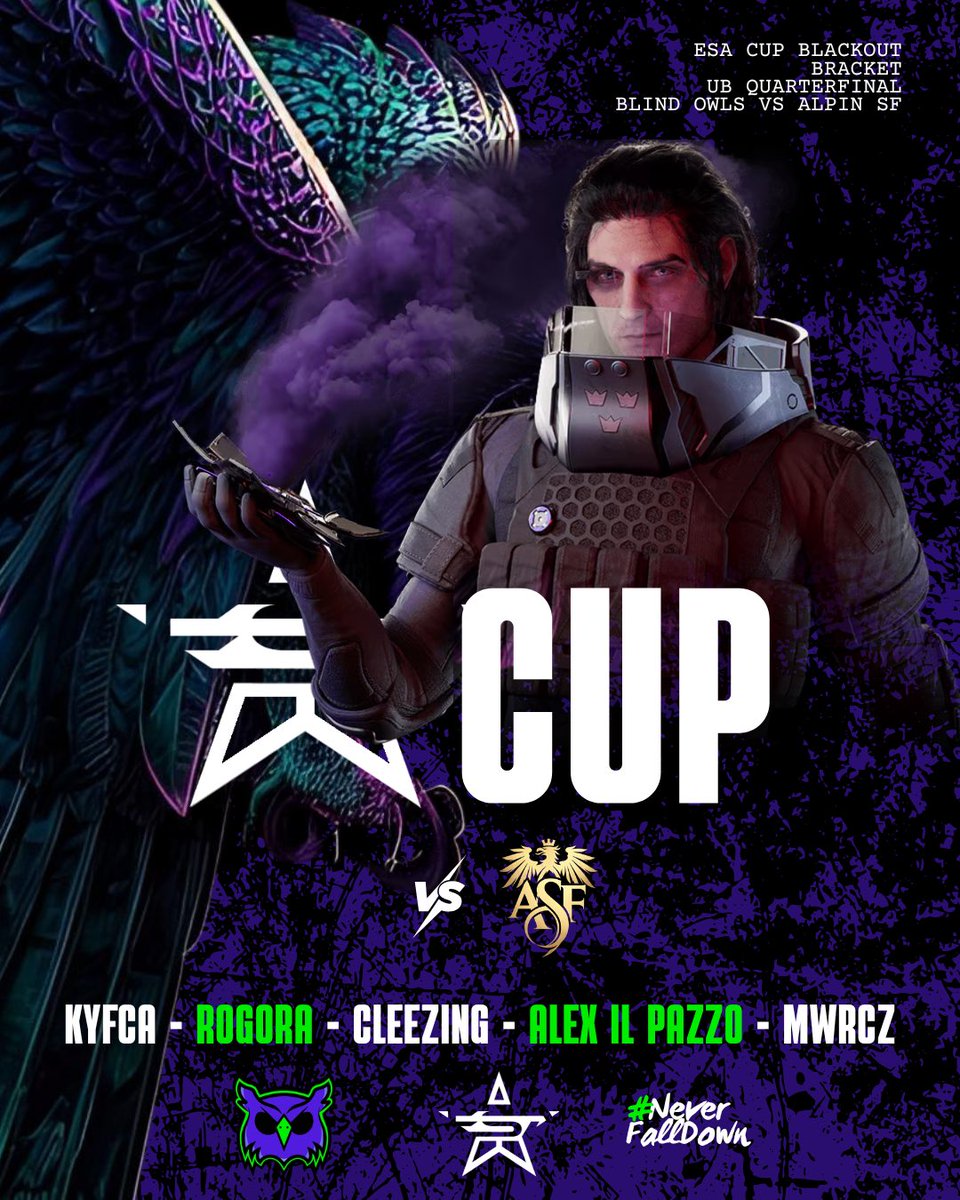BlindOwlsGG's tweet photo. Finally after a long break, we are back on @ESA_Cup state tonight ⤵️

The Best of 3 is going to start at 19.30 CEST vs Alpin SF ⏳

🦉 @CLEEEZING 
🦉 @AlexIlPazzo1 
🦉 @Kyfcah 
🦉 @27Mwrcz 
🦉 @Rogorah https://t.co/0zNQAdelXq