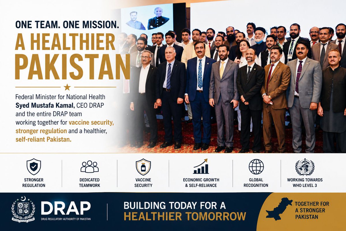 MuhammadMuhadd5's tweet photo. Under the leadership of Syed Mustafa Kamal, DRAP CEO, and the entire DRAP team, Pakistan achieved a historic milestone as Karachi CDL Lab received WHO global recognition. 
#DRAPGlobalRecognition https://t.co/8qmC8wRtzH