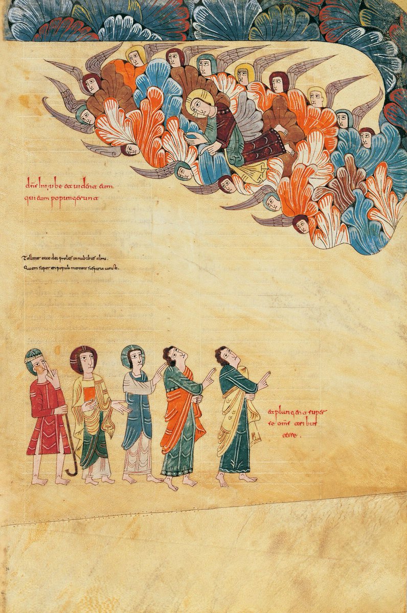 CantRomanica's tweet photo. La aparición de Cristo en las nubes en el Beato de San Salvador de Tábara, #Zamora, f. 34r, S. X. Catedral de Girona, Núm. Inv. 7 (11).
#manuscritosiluminados #beatos #arte #historia #medieval #patrimoniocultural https://t.co/YU8nxD9xB0
