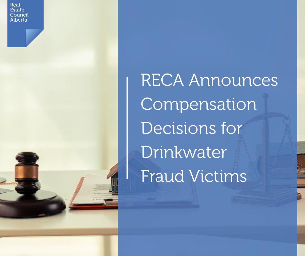 RECA's tweet photo. RECA has completed its review of applications tied to the Eric Drinkwater scheme and is announcing compensation for eligible losses through the Real Estate Assurance Fund. RECA has  permanently banned Drinkwater from trading in Alberta.

Learn more: https://t.co/kHlRcRXdby https://t.co/65yHyIkuYw