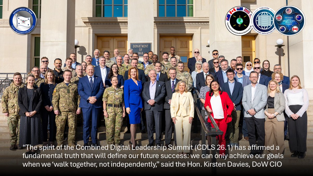 The @DeptofWar successfully wrapped the Combined Digital Leadership Summit (#CDLS 26.1) last week. Together with our Five Eyes partners, we are accelerating joint digital warfighting capabilities and moving hashtag#ProjectArcadia into operational reality.

The core mission: https://t.co/GZ690pibFA