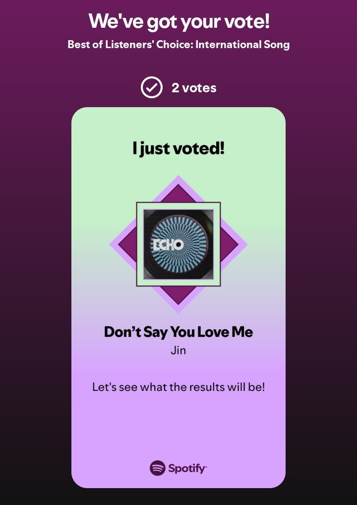 onlyforseokjini's tweet photo. Drop your daily vote in the comments!

Vote DSYLM in Music Awards Japan Best of Listeners’ Choice 🗳️ 

Vote daily with premium and non-premium accs 🚨 
Final voting ends on May 20. 

Vote here: https://t.co/7tnqN4jJc7 https://t.co/2uWPkTAYmB