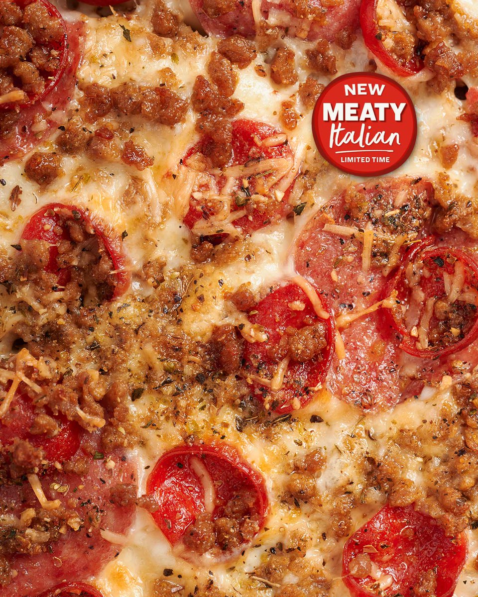 papamurphys's tweet photo. Meet your new go-to pizza: the Meaty Italian 🍕🔥 Our newest addition to our Papa's Picks value line up. ​

Loaded with Salami, Mini Cup Pepperoni, and Sausage, this pizza also features Whole-Milk Mozzarella, Parmesan Cheese, Olive Oil Blend &amp; Garlic Sauce, and Zesty Herbs. https://t.co/8hnkYK7nAl