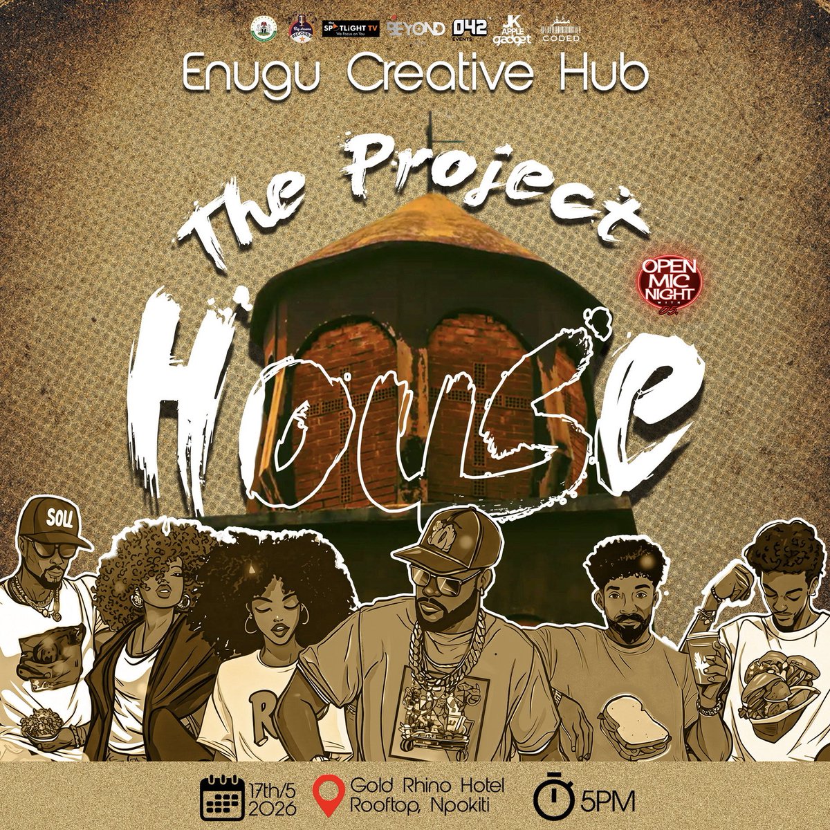 openmicwith05's tweet photo. Enugu Creative Hub in collaboration with Dreams Recordz_ presents THE PROJECT HOUSE• this Sunday! 17th May! @ Gold Rhino Hotel Enugu. 

TELL A FRIEND! BRING YOUR GENG 🫶🏾📌🌴 #openmicnightwith05 #theprojecthouse #enugu #viral https://t.co/ouTCrw3Fkh