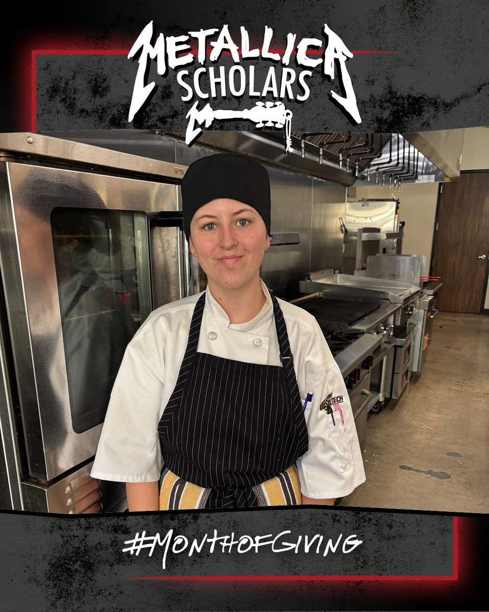 AWMHFoundation's tweet photo. Sticking with our #fightinghunger theme, this week’s #MetallicaScholarsMonday brings us to the kitchen. Meet Cristy, a Metallica Scholar in @wsutech’s Culinary Arts and Business Administration program.

#MonthOfGiving2026 #MetallicaGivesBack https://t.co/P0KVGhZsZ2