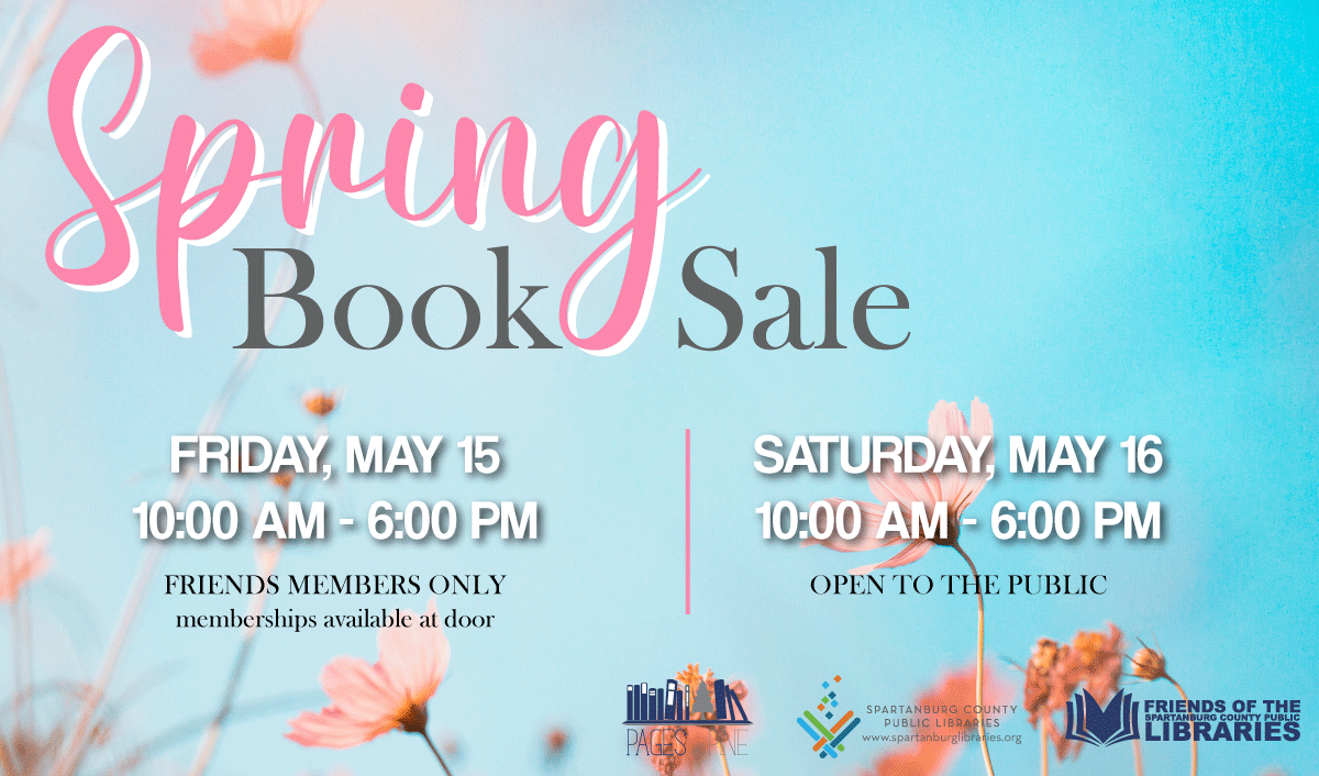 sptbglibraries's tweet photo. 🌸Spring Book Sale!
Join us for the Friends of the Spartanburg County Public Libraries’ Spring Book Sale and enjoy 50% OFF the entire store!

Friday, May 15 | 10 AM–6 PM
Friends' members only (memberships available at the door).

Saturday, May 16 | 10 AM–6 PM
Open to the public https://t.co/qkBdFeiWbY