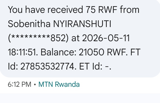 noteasy21's tweet photo. @MTNRwanda 
ese MTN , ibi Bintu biba bikorerwa Kuma sim yacu ntabujura bubyihishe inyuma? mumpaye msg ko nakiriye 75f aturutse kurayo mazina kdi balance ibaye kuriya muri momo msg ariko nareba balance isanzwe nkabona ayarasanzweho, mutubere maso ubujura bwarakaze https://t.co/7LRLkNUe3D