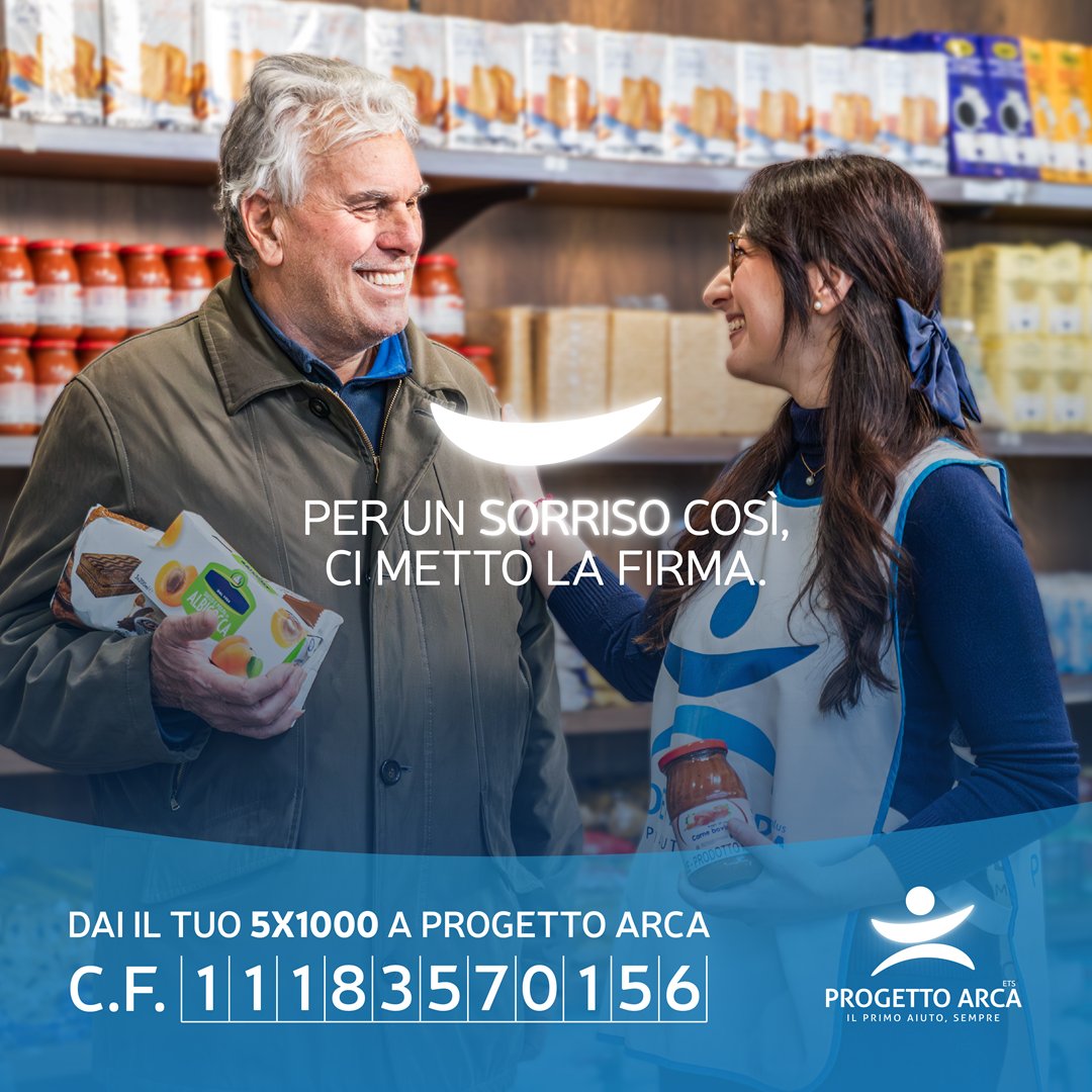 ProgettoArca's tweet photo. Il tuo 5x1000 a Progetto Arca diventa spese gratuite nei Market solidali per le persone in difficoltà 🛒
❤️ Dai il tuo 5x1000 a Progetto Arca
✍️ Inserisci il nostro codice fiscale 11183570156 nella tua dichiarazione dei redditi
Scopri di più su https://t.co/H7U91u1EQr https://t.co/V1FHqPIDcJ