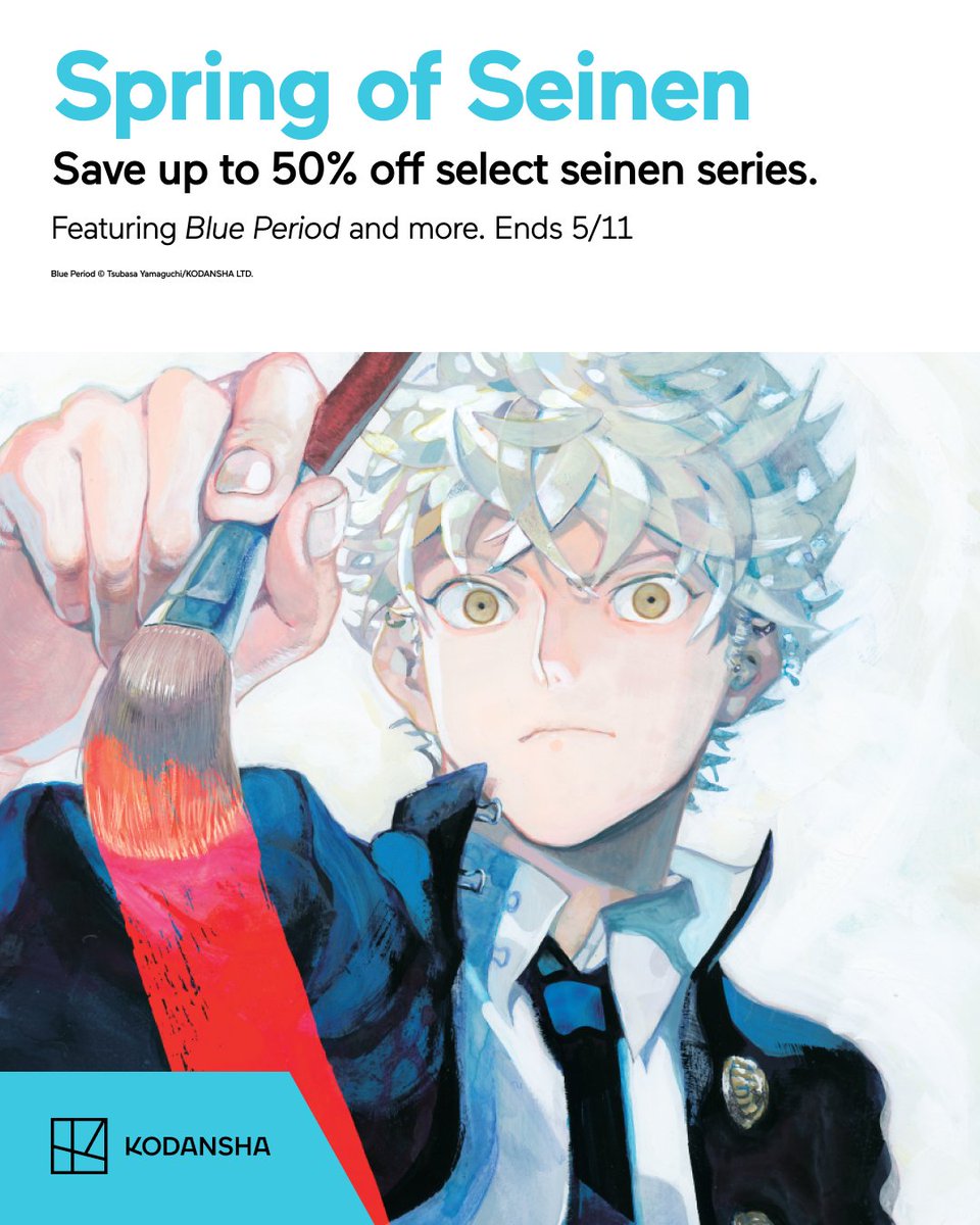 KodanshaManga's tweet photo. 🌺 Haven't already sprung onto the Spring of Seinen sale?
It's your last chance to grab selected volumes of amazing titles like #BoysRunTheRiot, #ToppuGP and more for up to 50% off - the sale ends today!
See more details here: https://t.co/DZiW0o25W7 https://t.co/GpqkUfykYM