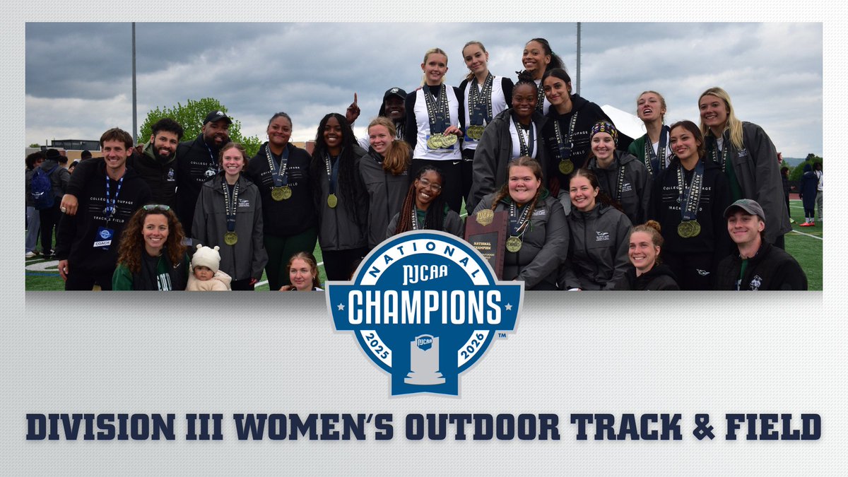 NJCAAXCTF's tweet photo. 🏆✖️8⃣ 

The Chaps claim their eighth title!

DuPage wins the 2026 #NJCAATF DIII Outdoor Women's National Championship.

Full Recap⤵️
https://t.co/EnlsVdUosN https://t.co/JGTcazz7OV