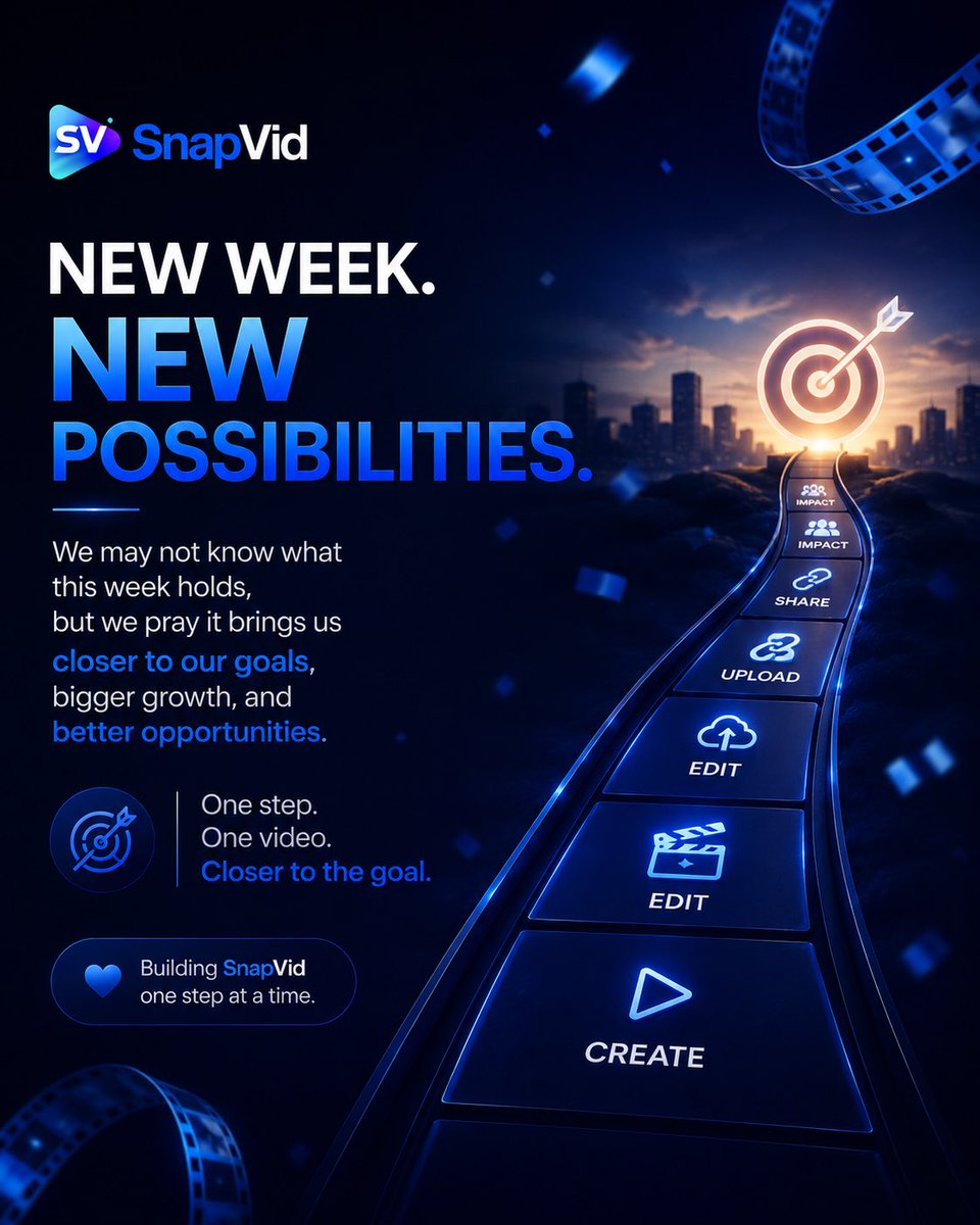 snap_vid's tweet photo. New week. New possibilities. 🚀
We may not know everything this week holds, but we’re hopeful it brings us closer to our goals, bigger growth, and better opportunities.
Building SnapVid one step at a time. 💙
#MondayMotivation #SnapVid #BuildInPublic #TechStartup https://t.co/c1FujlqGlc