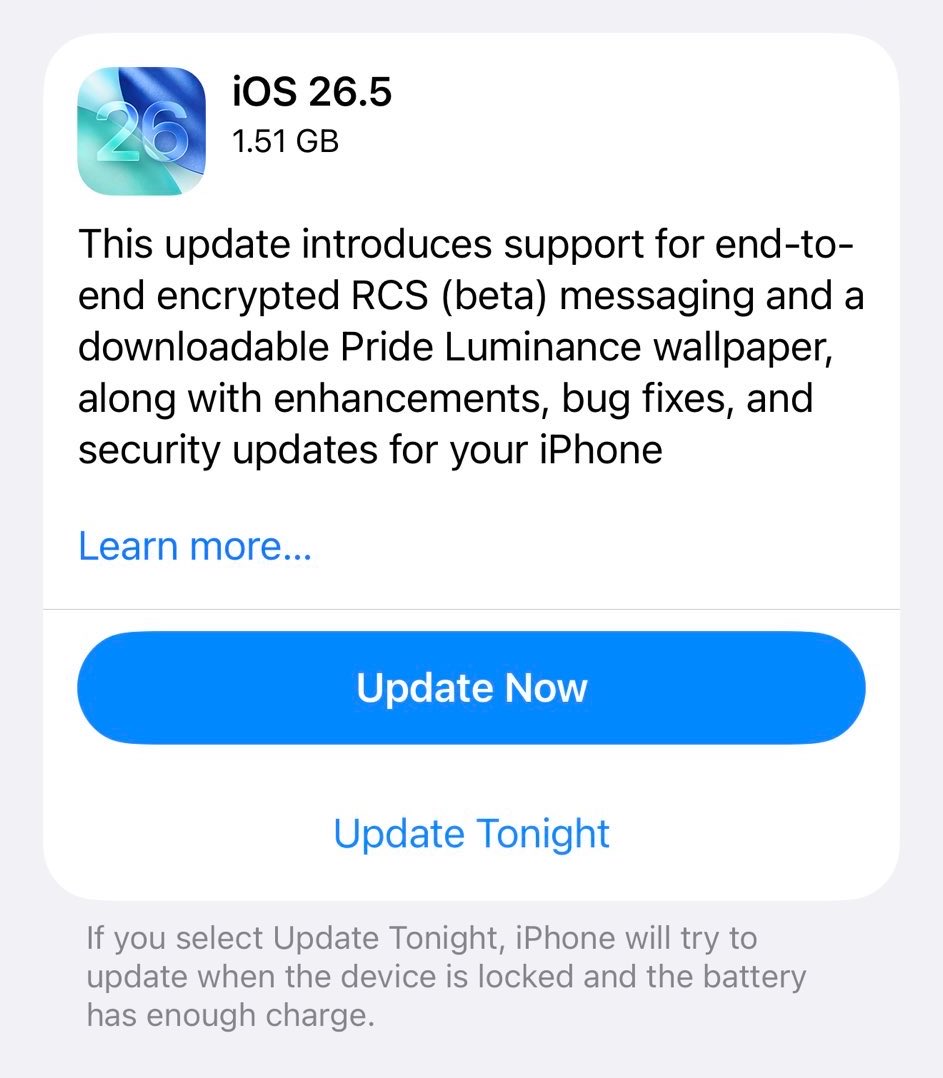 وصل الان تحديث iOS 26.5 رسمي لللجميع معاه اصلاحات وتحسينات واصلاحات امنية مع المزايا ادناه