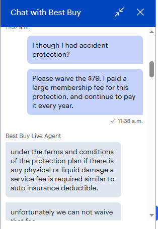 rabbitulane's tweet photo. @BestBuySupport Is the membership a scam? I purchase a best buy membership and have paid three years' worth of membership fees - nearly $600. I was told it was the same as having a no-questions-asked protection plan. Like @officedepot. Like @BestBuy used to have.
But look: https://t.co/YTvqEL7ysM