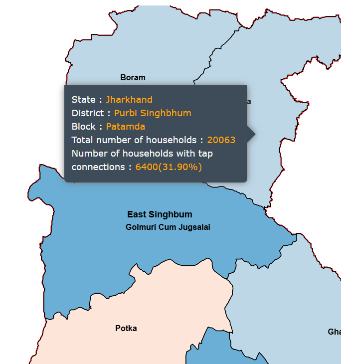 VoiceofJH's tweet photo. If we look into the specific cases that have taken place in recent days. In the Markacho Block in Koderma in past since 2019 only 35% of HHs have recieved tap connection. Same is the case in Patamada Block with only 32% HHs recieved tap connection. https://t.co/emUm2Usddx