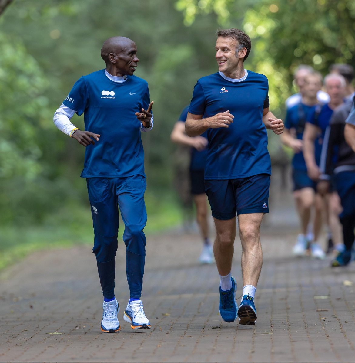 When the world’s greatest runner meets a world leader - they run. 🏃🏾‍♂️🇰🇪
President Emmanuel Macron laced up in Nairobi today, joining Eliud Kipchoge for a run through the city that raised champions. No podium. No protocol. Just the road, the rhythm, and the spirit of Kenya.
This is