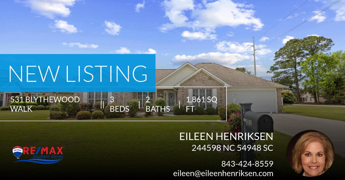 eileenknowshome's tweet photo. 📍 New Listing 📍 Take a look at this fantastic new property that just hit the market located at 531 Blythewood Walk in Little River. Reach out here or at 843-424-8559 for more information

Eileen Henriksen
RE/MAX Southern Shore... https://t.co/HnrajFoLAD https://t.co/daZkxHmVmF