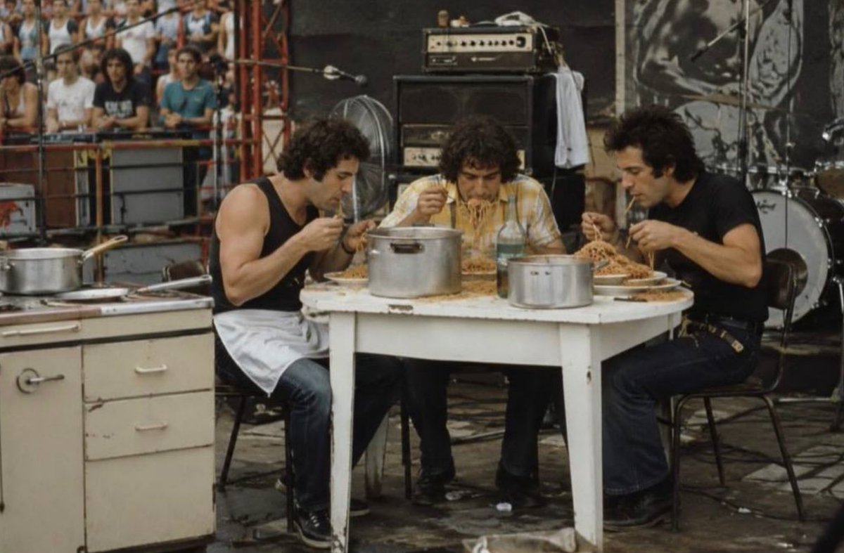 In 1979, the Italian punk band Skiantos appeared at the Bologna Rock festival, brought a full kitchen setup onto the stage, cooked spaghetti, sat down to eat it in front of the audience, and then left without performing any music.