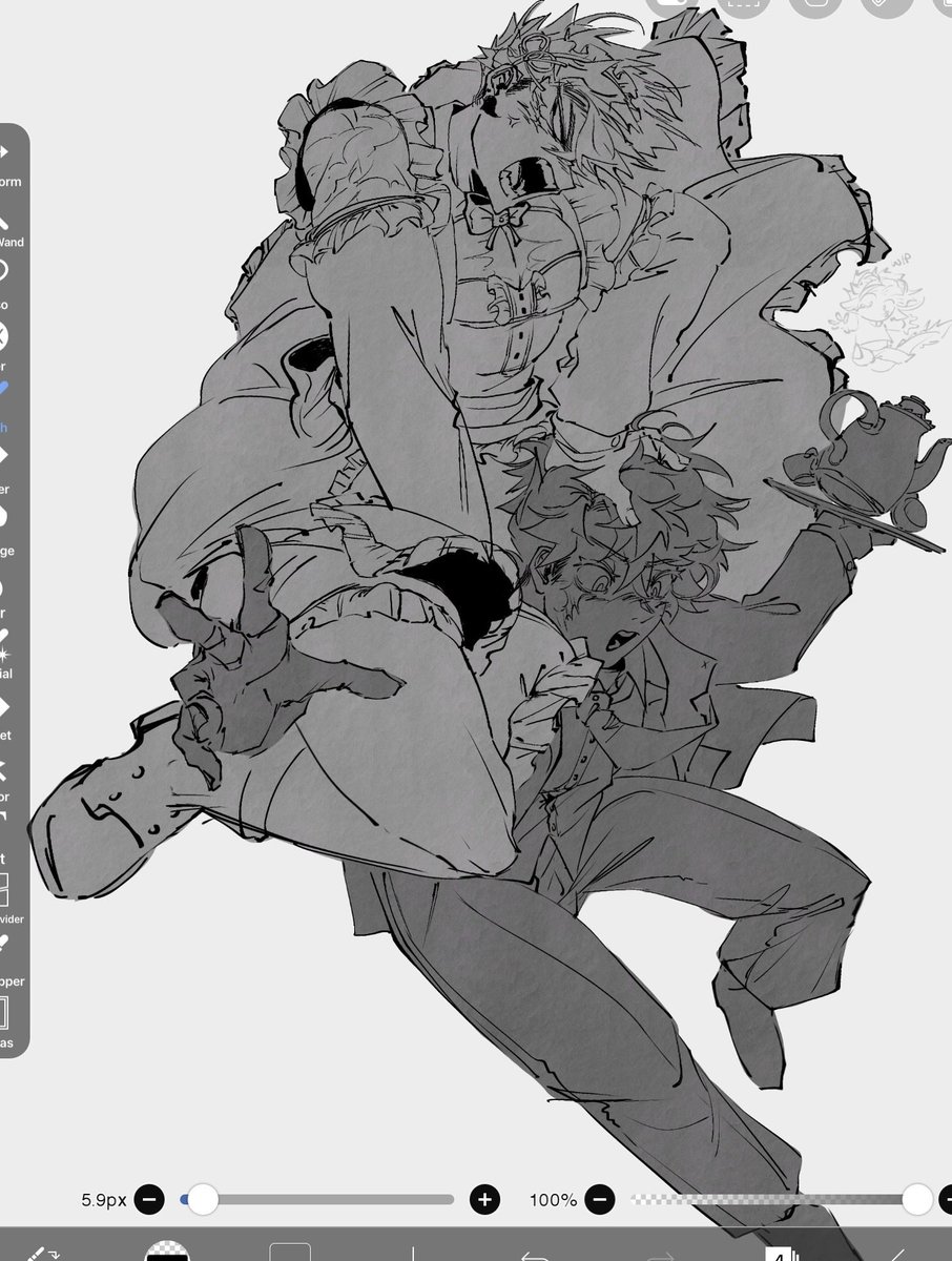 oh yeah I’m supes late for maid day but have a dkbk maid/butler wip