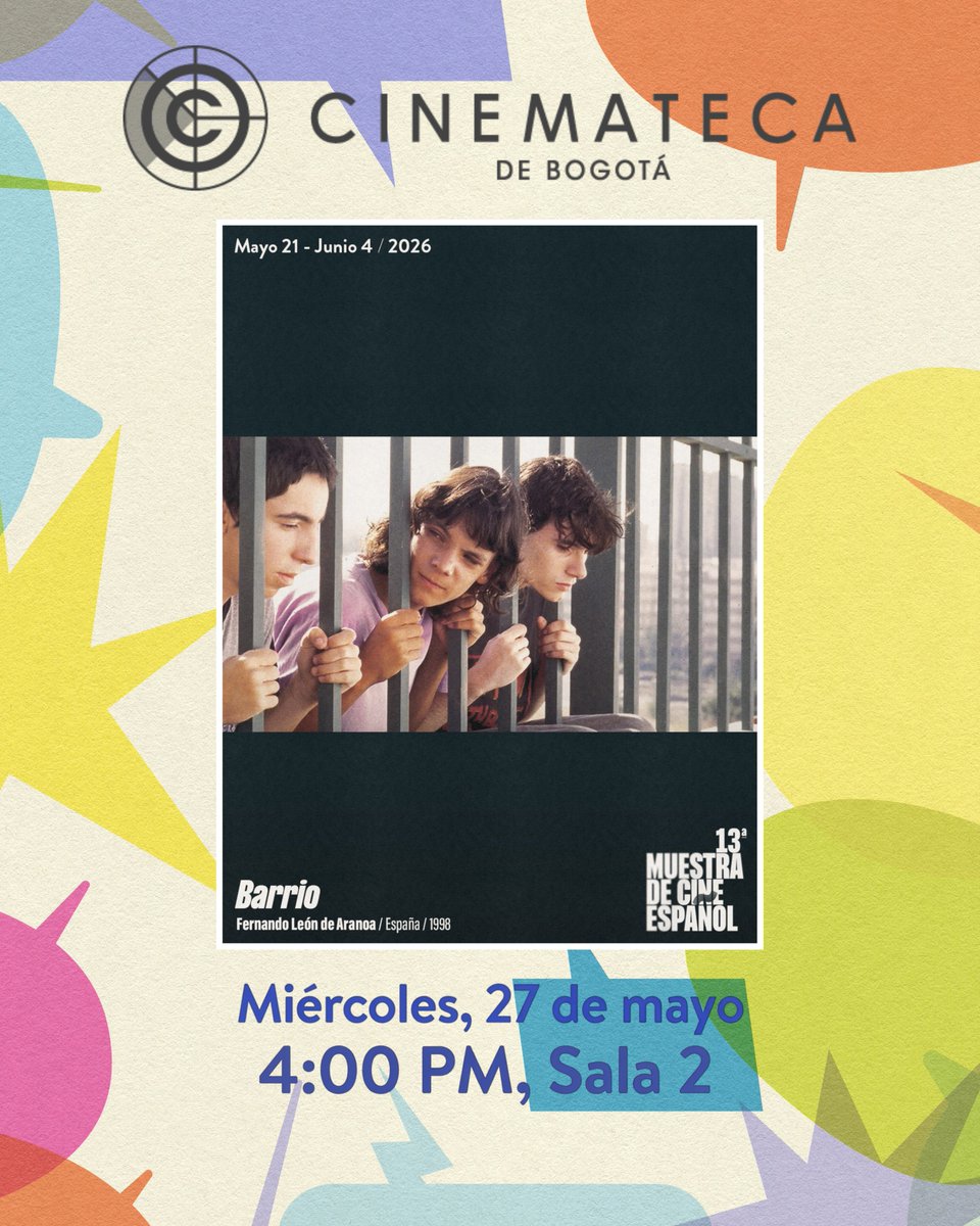 EmbajadaEspCol's tweet photo. 🍿 Una nueva jornada de cine español les espera hoy en la Cinemateca 📍

🏙️ Barrio
🎥 Eloy de la Iglesia, adicto al cine
🕯️ Exorcismo: transgresión en la transición

Consulta en los horarios y salas de proyección. https://t.co/u2h32EXwTd