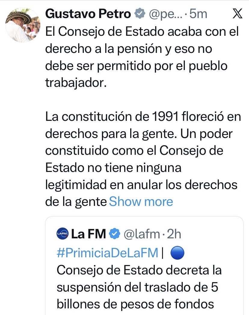<a href="/petrogustavo/">Gustavo Petro</a> No señor.

El Consejo de Estado ratifica la libertad de los trabajadores de usar sus ahorros cómo se les de la gana y le niega el derecho a Ud. y a su  banda criminal para disponer de ellos a discreción evitando el robo de los mismos.

A robarle a su madre HP.