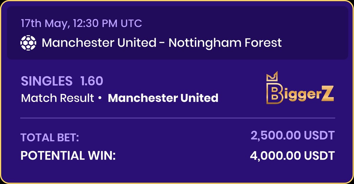 TreyBooster's tweet photo. Placed 2500$ on Manchester United at 1.60 on https://t.co/IcxW9Ityh8 win 4000$. Clean UI, instant USDT depositย very fast withdrawals. Fun, reliable crypto betting a solid find for sports bettors. Quick payouts, 24/7 support #BiggerZ #FastWithdrawal #OnlineCasino #CryptoCasino https://t.co/3Vv7JMdoVP