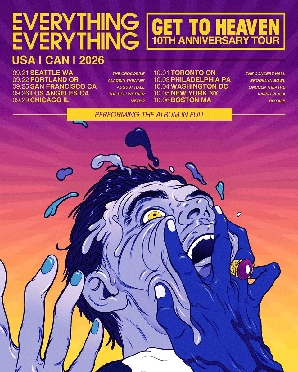 E_E_'s tweet photo. We’re bringing the ‘Get To Heaven’ anniversary tour to North America this autumn. 

Sign up to the EEE Pass and register your show of choice to get presale access.  Presale starts on Wed 13th May, 10am local. 
 Download your EEE pass here -  https://t.co/2iB6Jp5uYD https://t.co/sdYYfNXHQh