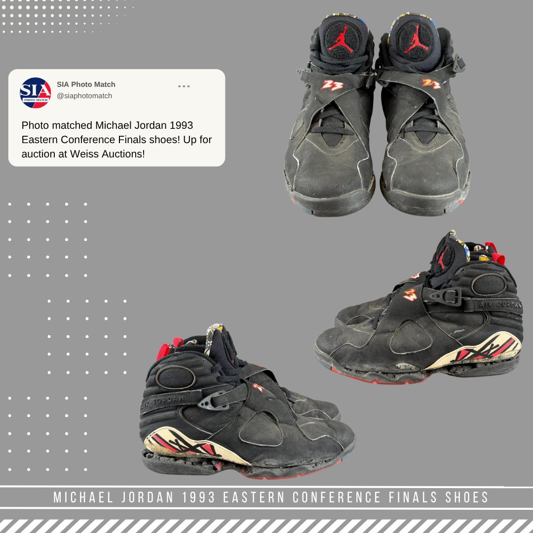 sia_photoMatch's tweet photo. Photo matched Michael Jordan 1993 Eastern Conference Finals shoes! Up for auction at Weiss Auctions! https://t.co/o2iQ51yrBh