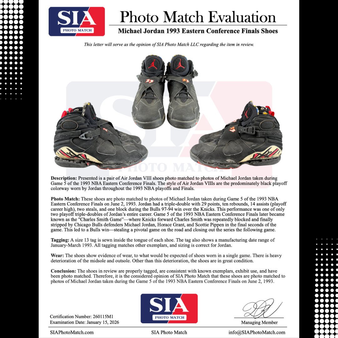 sia_photoMatch's tweet photo. Photo matched Michael Jordan 1993 Eastern Conference Finals shoes! Up for auction at Weiss Auctions! https://t.co/o2iQ51yrBh