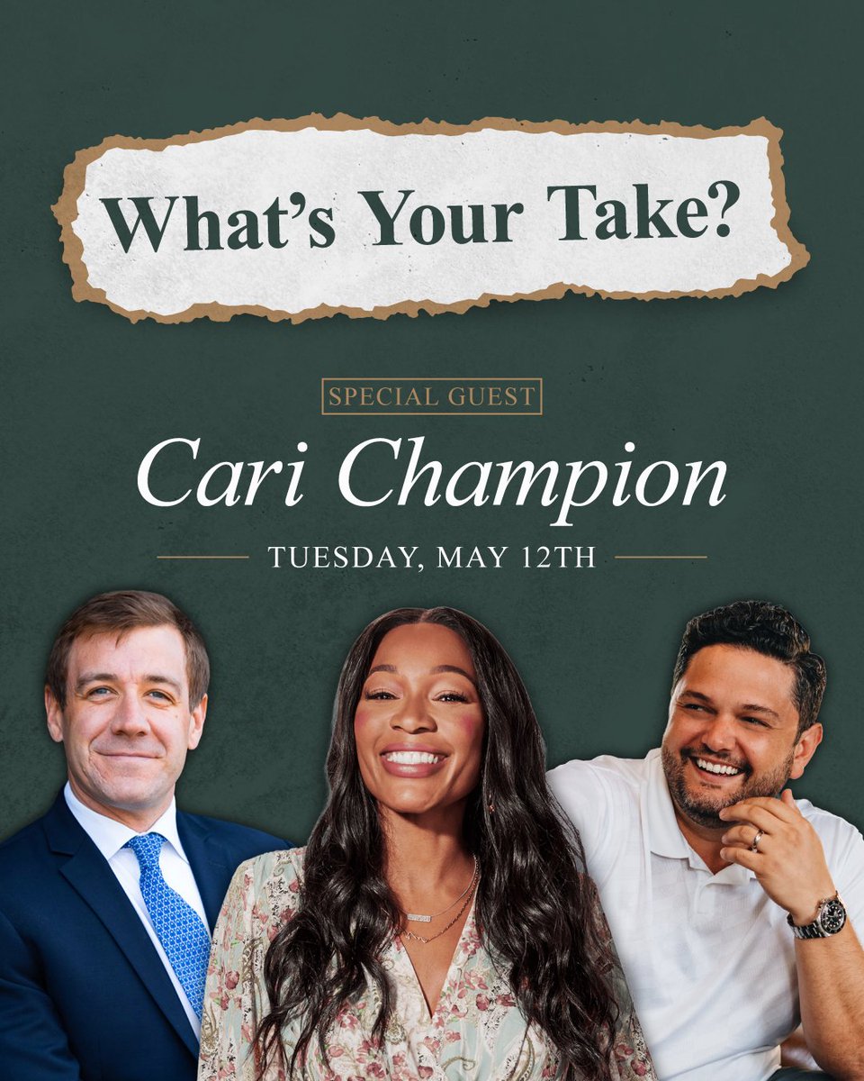 WYTPod_PDG's tweet photo. TOMORROW.🎙️

We're sitting down with the one and only Cari Champion (@carichampion) on What's Your Take.

ESPN trailblazer. Host of Naked Sports. Co-host of Flagrant and Funny with Jemele Hill. Founder of Brown Girls Dream. One of the sharpest voices at the intersection of sports, culture, and politics — and tomorrow, we're getting her take.

Tune in tomorrow #WhatsYourTake #PDG