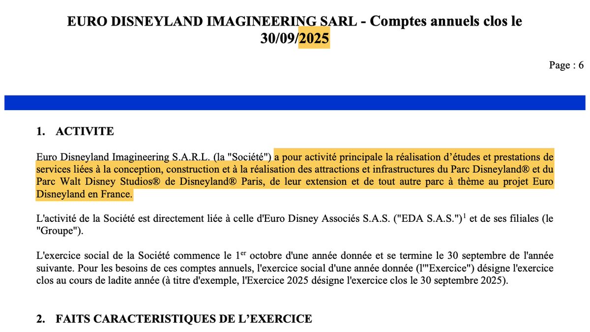 TMainStreetNews's tweet photo. Euro Disneyland Imagineering just updated their official business description. In 2024 it covered "complementary attractions at the Disneyland Paris theme parks." 

In 2025? "Any other theme park within the Euro Disneyland project in France." 

(Found by @movieconomics) https://t.co/HHysyynO5u