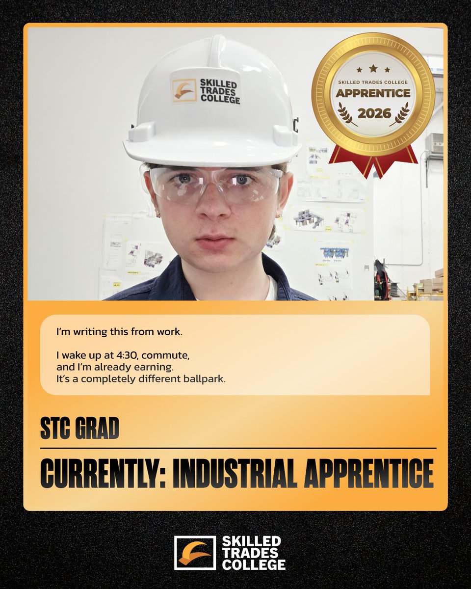 stc_canada's tweet photo. Getting a job in the trades isn’t luck.

It’s training, discipline, and showing up every day.

At Skilled Trades College, students build real skills, earn industry certifications, and prepare for the job site from day one. https://t.co/hCm7rpQzDB